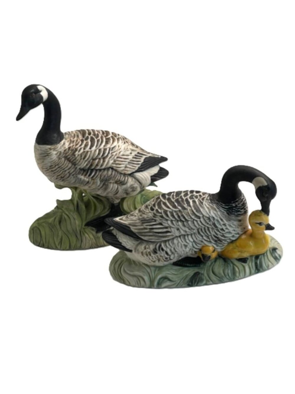 Vintage Zavori Mold Canada Geese Ceramic Figurines set of 2 Hand Painted Signed
